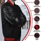 Unisex Bomber Jacket Wool & Real Cowhide Leather Sleeves Baseball Varsity Jacket