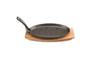 PYROLUX PYROCAST CAST IRON STEAK SIZZLE PLATE WITH HANDLE AND TRAY