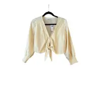NWT Abercrombie & Fitch Women's Poplin Tie Front Crop Top Yellow Size S