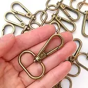 15 Pcs 3/4" or 1" Inside Diameter Oval Ring Lobster Clasp Claw Swivel for Strap Push Gate Lobster Clasps Hooks Swivel Snap Fashion Clips (1 inch, Antique Brass)