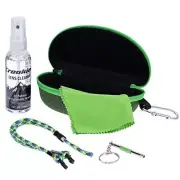 Croakies Eye/Sunglass Kit: Cleaner,Hard Case,Cloth,Retainer,Repair Tool in Green