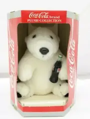 Coca Cola Plush Collection Stuffed Animal Polar Bear Holding Coke 1995 NOS AK