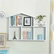 Wall Shelf Small House Shape Floating Shelves Metal Frame,Wall Mounted Display Shelves Storage Unit,Modern Home Decor Wall Shelf Bookshelves for Living Room,Nursery,Office,Bedroom,Bathroom,K