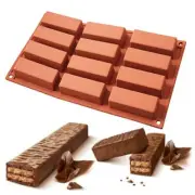 Cake Mold Silicone Ice Cream Brown Non-stick Rectangle Modern Easy Clean Small