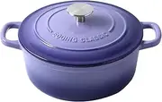EDGING CASTING Enameled Cast Iron Duch Oven, 5.5 Quart Round Dutch Ovens Pot with Lid, Dual Handle for Bread Baking, Purple