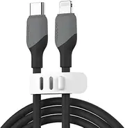 Kuulaa Lightning Cable [MFi Certified] for iPhone iPad Charger Cable, Super Soft Silicone USB C to Lightning Cord Compatible with iOS Devices (Black, 1 Meter)