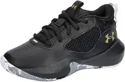 [Under Armour] Pre School Lockdown 6 Basketball Shoe, (101) White/Black/Black, 2 US Unisex Little Kid
