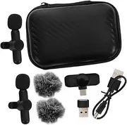LIGIGWASH Mini Cordless Clip-on Microphone for Interviews Portable Lapel Mic Smart Noise Cancellation Type-c and Usb Adapter for Presentations
