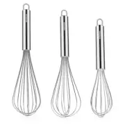 Set of 3 Stainless Steel Balloon Whisk for Cooking Blending Beating Stirring
