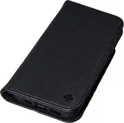 - iPhone 8 Plus Leather Case/iPhone 7 Plus Leather Case. Premium Genuine Leather Stand/Cover/Wallet/Flip Case (Pure Black)