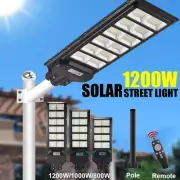 LED Street Light Solar Power with Pole Remote Control Garden Radar Sensor IP66