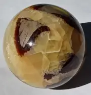Septarian Agate Sphere Honey Calcite CRYSTAL BALL Madagascar 2.4 in 60mm 321g