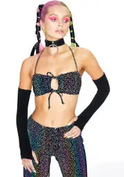 [Club Exx] Space Invader Reflective Bra Top