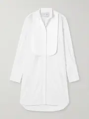 [AZ FACTORY] AZ FACTORY - Layered Cotton Gabardine-trimmed Cotton-poplin Mini Shirt Dress - White - FR 38 FR 38 White