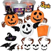 Build Buddiez Jack-O-Lantern Craft Kit 3 Pack – Build, Play, and Display 3 Air-Dry Clay Jack-O-Lanterns for Halloween and Fall, Great for Birthday Parties, Trick or Treating, for Kids Ages 5+