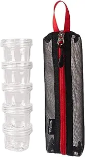 Travel Spicee Container Bag - Camping Spicee Kit,Camping Seasoning Kit, Camping Utensils Organizer Travel Kit, 5 Clear Seasoning Bottles with bag, Travel Spicee Holder for BBQ