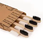 [Virgin Forest] Bamboo Toothbrushes, 8 Pcs Soft Bristle Toothbrush, Eco-Friendly Toothbrushes, Biodegradable Toothbrushes, Natural Wooden Toothbrush, Charcoal Toothbrushes
