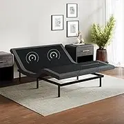 Adjustable Comfort Upholstered Adjustable Bed Base with Massage, Wireless Remote, Three Leg Heights, and USB Ports-Ergonomic, Full, Black