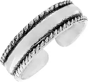 [81stgeneration] Women's 925 Sterling Silver Twist Rope Boho Pinky Finger Midi Toe Adjustable Ring