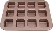Muffin Cupcake Pan, 2.4 * 2.4 Inches 12-Cavity Non-Stick Square Muffin Pans Bakeware, Oven Baking Loaf Biscuits Cookies Cake Tray, 13.6 * 10.2 * 1.4 Inches