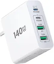 USB C Wall Charger Block, 140W GaN 4-Port Fast Charger Charging Station Hub,100W Laptop Adapter for MacBook Pro/Air, iPad Pro, Galaxy S23, Dell XPS 13, Note 20/10+, iPhone 16/Pro, Steam Deck, and More