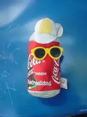 COCA COLA BEANIE PLUSH TOY "SHADES' COKE CAN WITH SUN CLASSES AND CAP- NWT