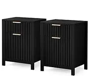 ALFORDSON 2X Modern Bedside Table 2 Drawers,Stylish Wave Series, 50x 38x 63cm, Scandinavian Nightstand Side Storage Cabinet, 15mm Thick Board, for Bedroom, Living Room, Black