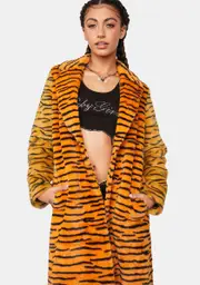 [Superforme] Tiger Faux Fur Coat