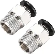 uxcell Straight Pneumatic Push to Quick Connect Fittings 1/4NPT Male X 6mm Tube OD Silver Tone 2pcs