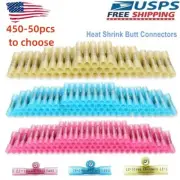 100-400 PCS Heat Shrink Butt Wire Splice Connectors Terminals Seal Crimp US