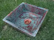 Hammered Green Patina Rectangle Pure Copper Kitchen Sink Bathroom Undermount A2
