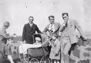 Vintage B&W 1926 Photo Of Men Pimps Watching Kids Stoller Baby (Gatsby) #870