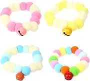 4Pcs Plush Ball Collar for Cats Dogs Pet Necklace with Bells for Festivals Parties Daily Wear Cute Plush Accessory for Puppies Kittens