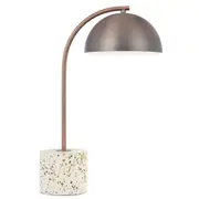Ortega White Terrazzo Bronze Dome Table Lamp