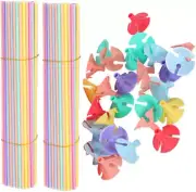 100 Pcs Latex Balloon Stick with Base, 35Cm Multicolor Plastic Balloon Holder S