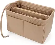 Tote Bag Organiser Insert with Key Chain,H HOME-MART Travel Large Purse Organizers, Felt Hand bag Insert Liner with Zipper, Handbag & Tote Shaper for Speedy Neverfull Tote For Handbags (Large)