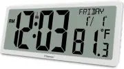 14.3" Atomic Clock Battery Operated, Auto-Set Large Atomic Digital Wall Clock wi