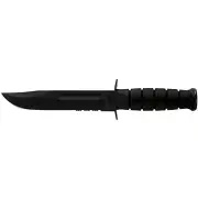 Ka-Bar Black Fighting Knife, Black Leather Sheath, 7 in., Serrated