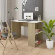 NNEVL Desk White and Sonoma Oak 110x60x73 cm Chipboard