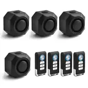 4× Rechargeable Anti-Theft Bike Alarm 110dB Vibration Bicycle Finder with Remote