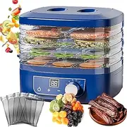 Food Dehydrator with 5 Stainless Steel Tray, 220w Freeze Dryer Machine with 72 H-Timer, 35-70℃ Temperature Adjustable, Food Dryer for Drying Fruit, Vegetable, Meat, Jerky and Pet Treat Blue