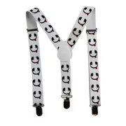 Boys Adjustable White & Black Headphones Patterned Suspenders