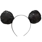 Sequin Mouse Ears Headband Head Piece Panda Bear Costume Sparkle Black 997806