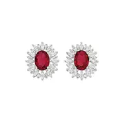 Silver Red Cluster Earrings in Red