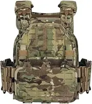 [PIKEON] Tactical Vest for Men Quick Release Adjustable Airsoft Vest Laser-Cutting Modular Lightweight Vest, Camou, 0-1