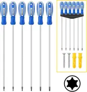 Juego de destornilladores Torx extralargos de 6 piezas, longitud 12''