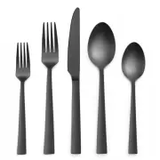 Black Silverware Set, 20 Pieces Stainless Steel Square Flatware Cutlery for 4...