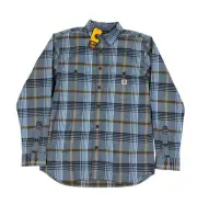 NEW Carhartt Rugged Flex Relaxed Fit Lightweight Long-Sleeve Plaid Blue Shirt