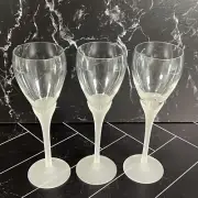 Set 3 Vintage Amaryllis Satin Cordial Glass by COLONY Frosted Petal Stem 9”
