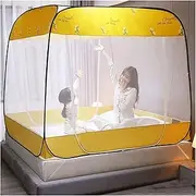 Mosquito Net Tent Canopy Curtains Anti Mosquito Nets Pop Up Mosquito Net Bed Tent with Bottom Mosquito Nettings Folding Portable (Color : Yellow, Size : 1.5m*2m*1.65m)